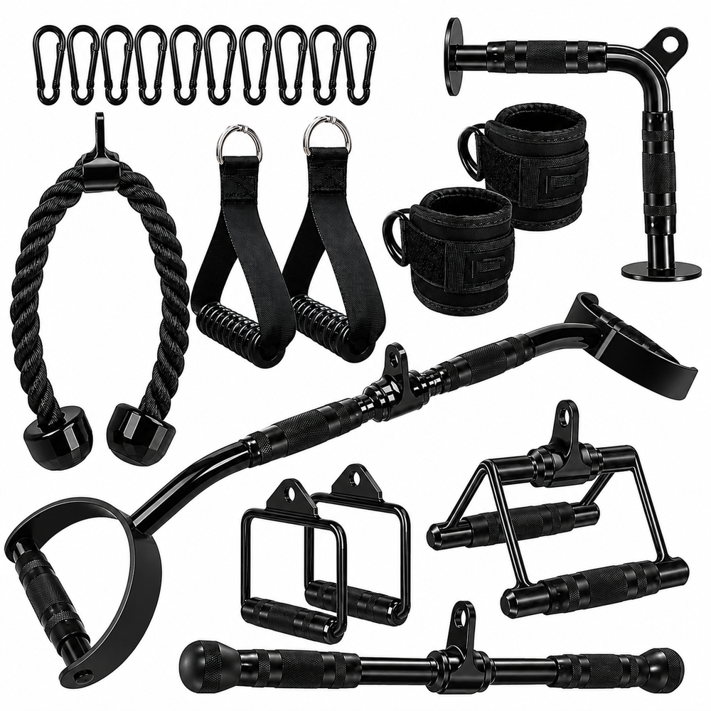 LAT Pulldown Attachments Set Solid Steel Cable Machine Gym Accessories