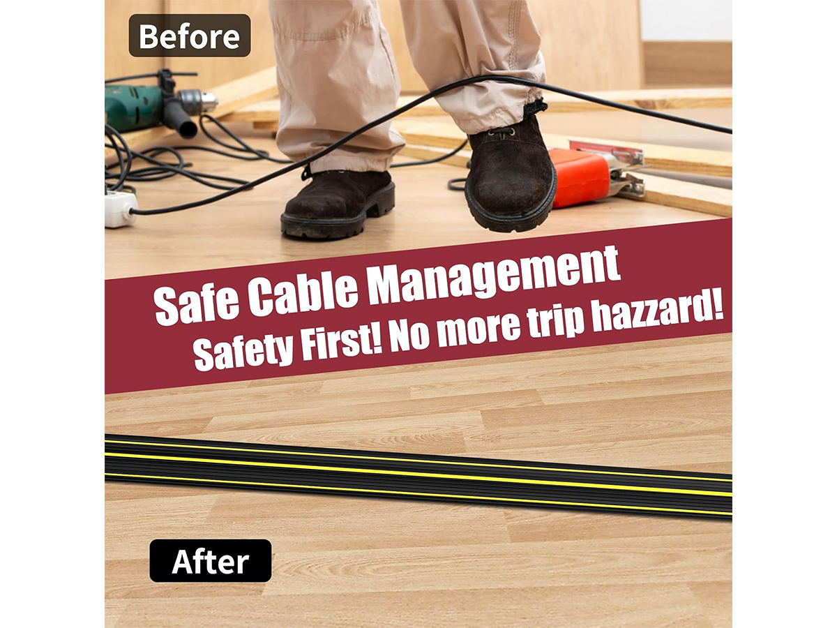 Floor Cable Protector 1M Heavy Duty 3 Channel Wire Cover