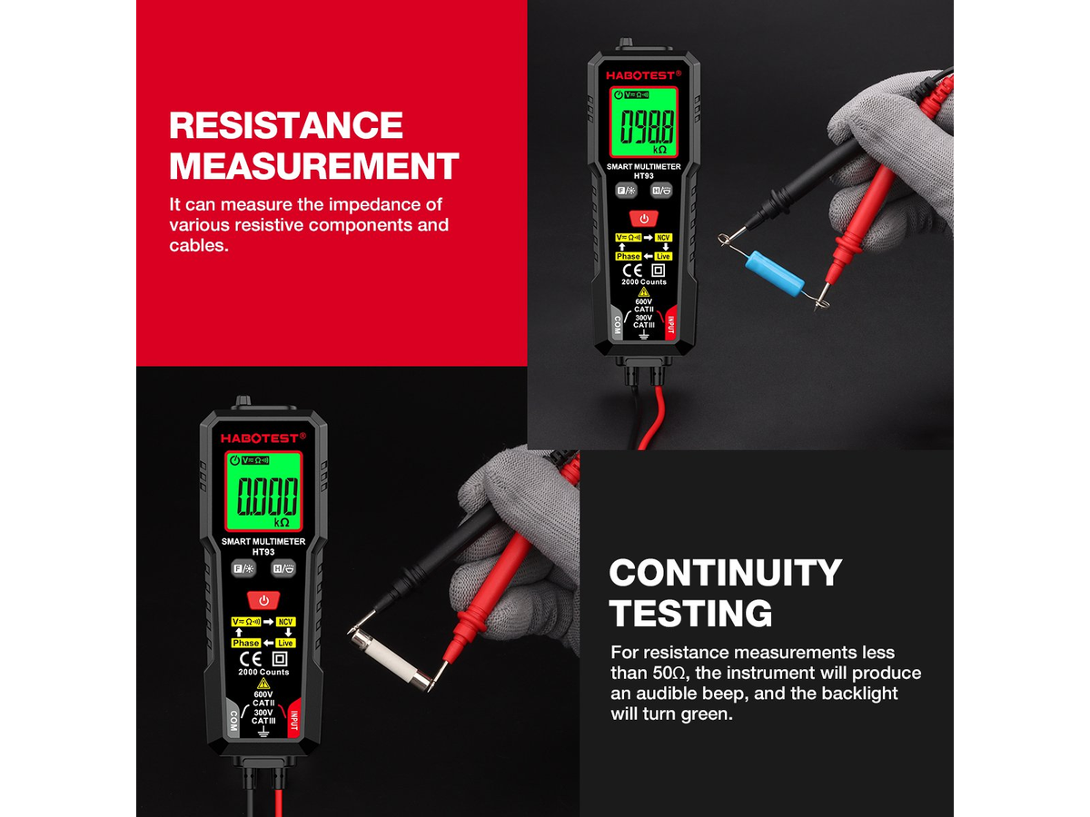 Smart Multimeter TRMS 2000 Counts Voltmeter with NCV