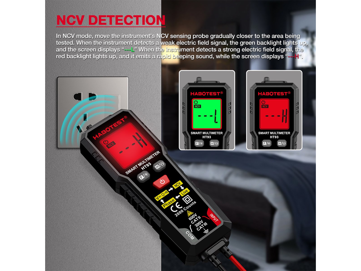Smart Multimeter TRMS 2000 Counts Voltmeter with NCV