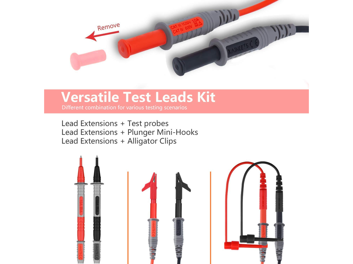 Multimeter Test Leads Kit 48" CAT III 1000V CAT IV 600V