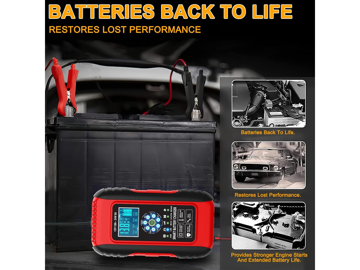 Car Battery Charger Smart Automatic 7 Stage Charger with Pulse Repair