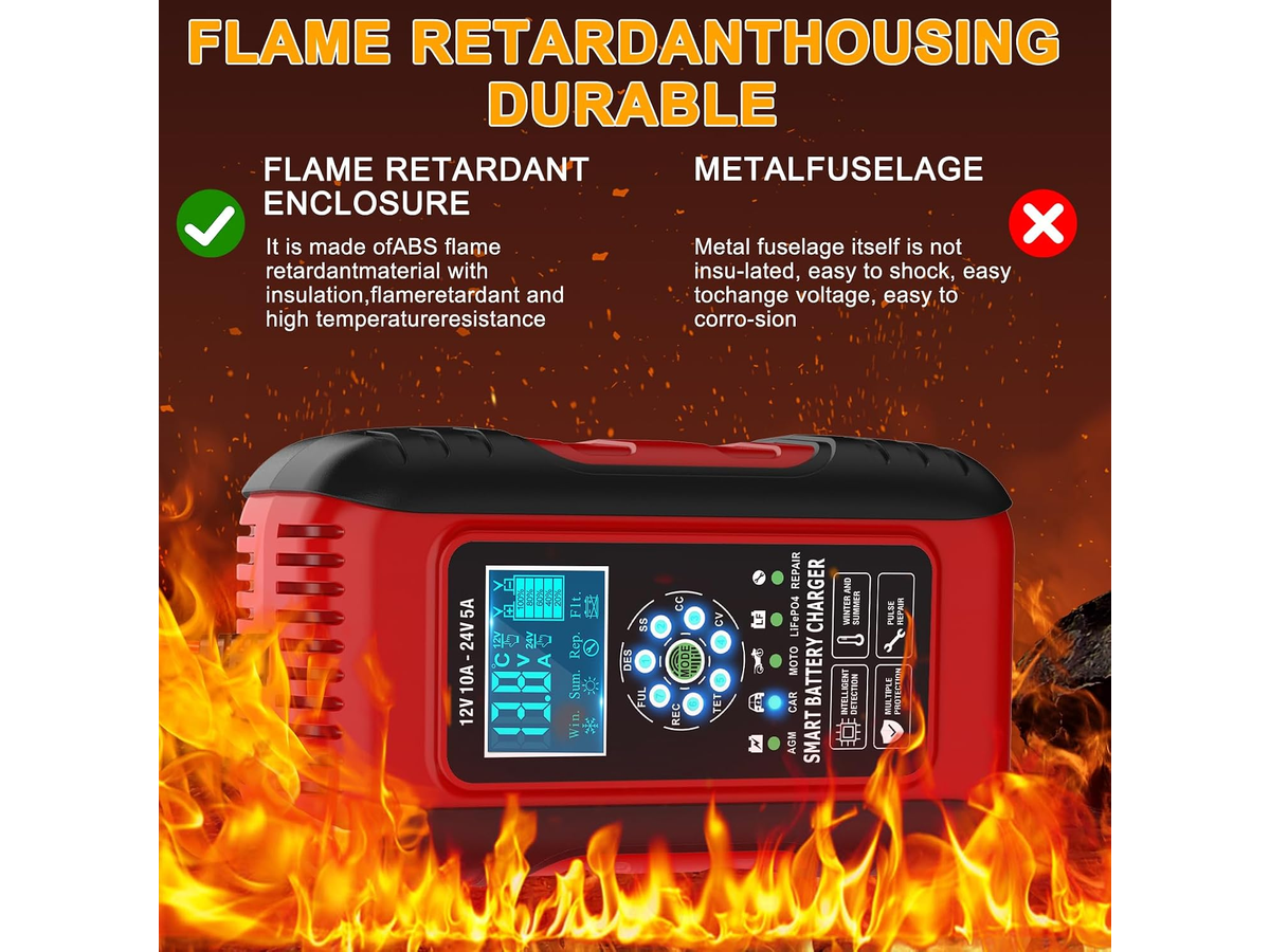 Car Battery Charger Smart Automatic 7 Stage Charger with Pulse Repair