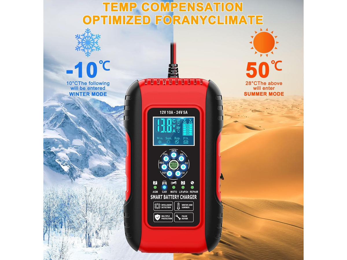 Car Battery Charger Smart Automatic 7 Stage Charger with Pulse Repair