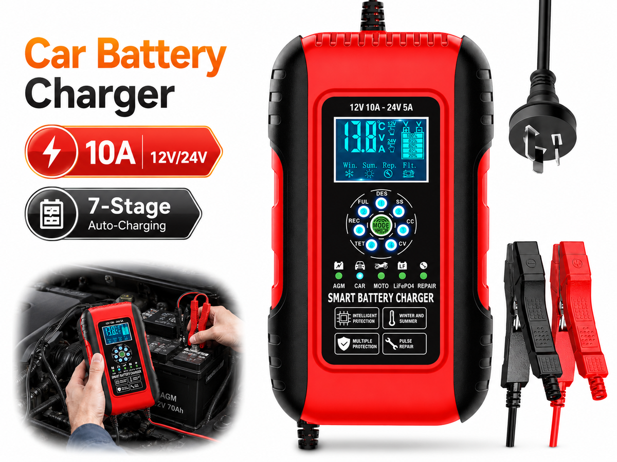 Car Battery Charger Smart Automatic 7 Stage Charger with Pulse Repair