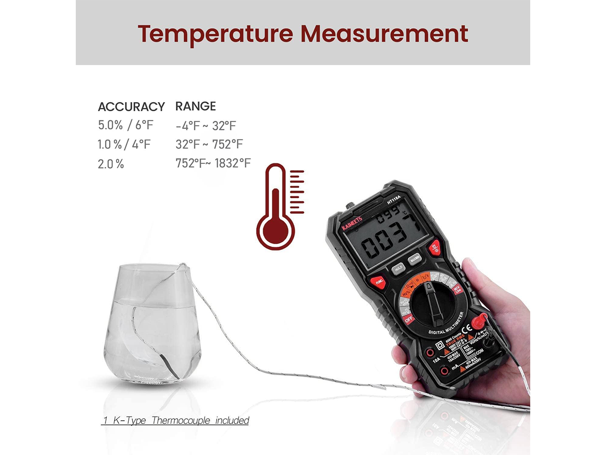 Digital Multimeter TRMS 6000 Counts Auto Ranging AC DC Voltage Current Tester