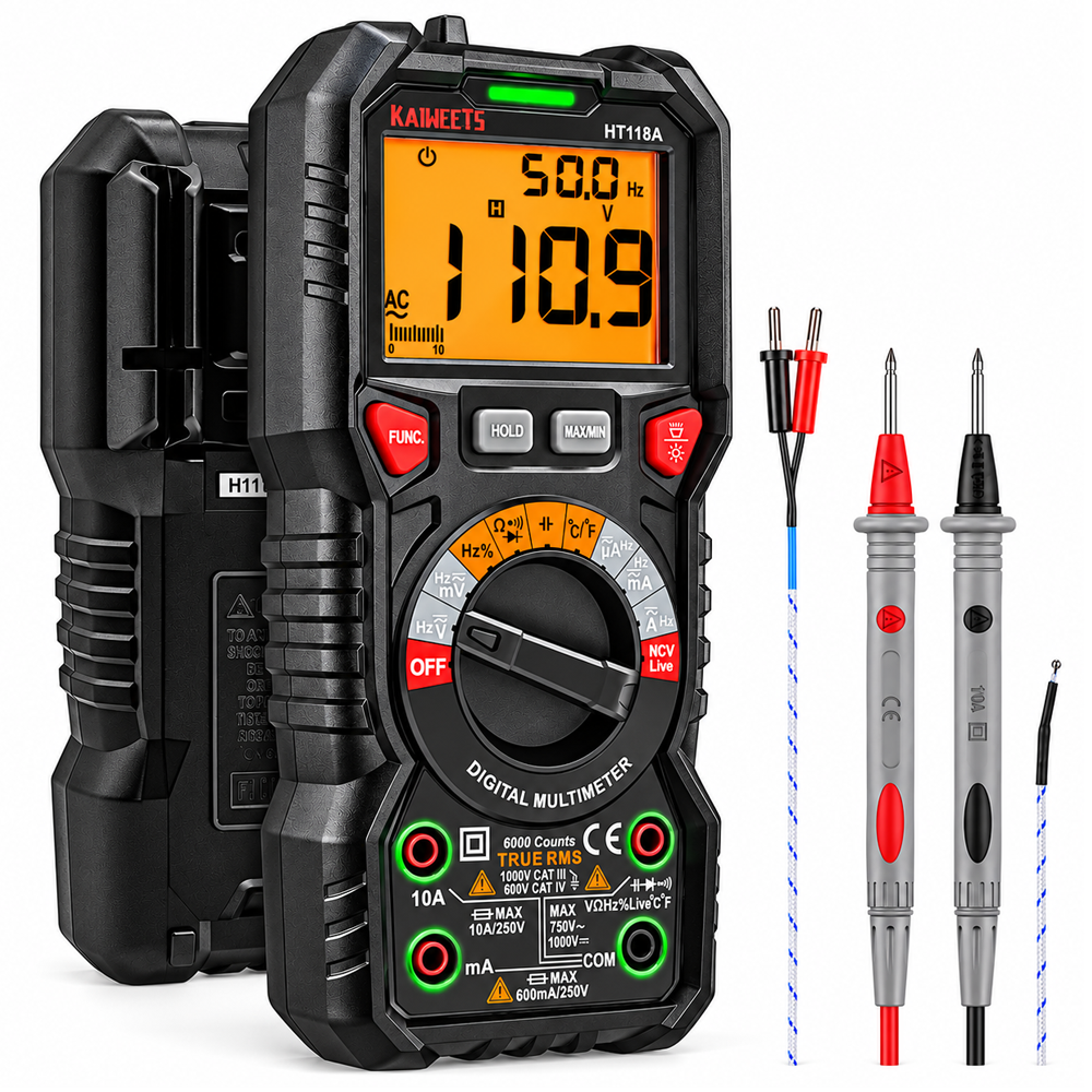 Digital Multimeter TRMS 6000 Counts Auto Ranging AC DC Voltage Current Tester