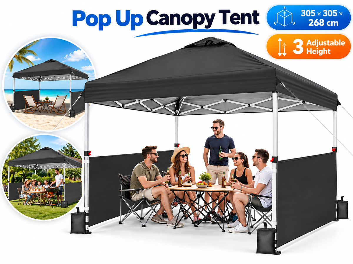 Foldable Outdoor Pop Up Gazebo 3x3M with Side Panels
