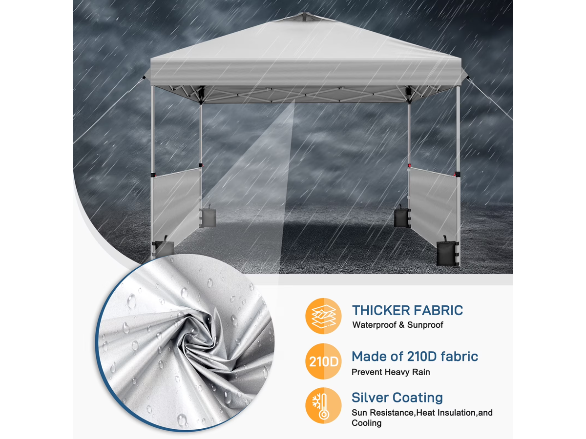 Pop Up Gazebo 3 X 3M Outdoor Canopy with 2 Adjustable Half Sidewalls