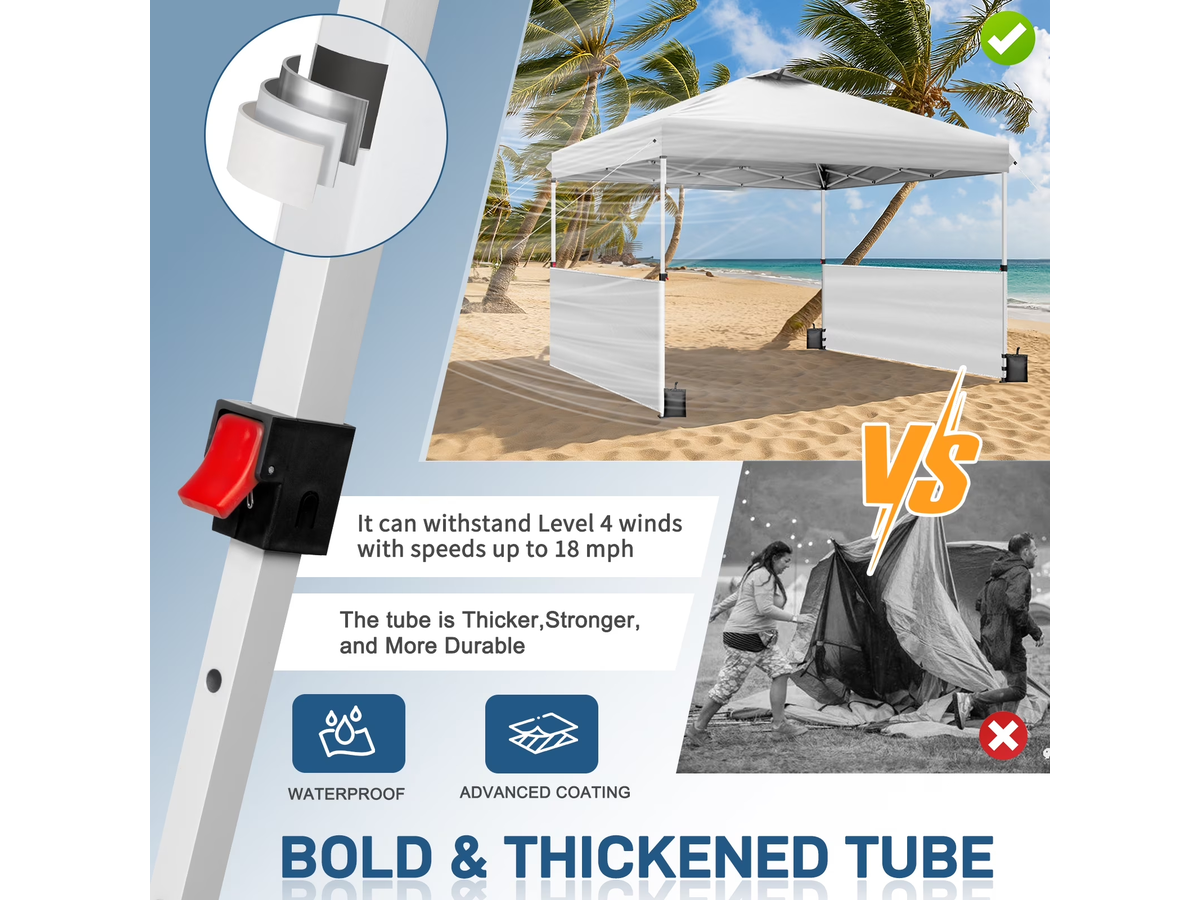 Pop Up Gazebo 3 X 3M Outdoor Canopy with 2 Adjustable Half Sidewalls