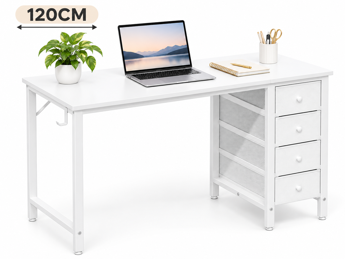 Computer Desk with Drawers Reversible 4 Drawer Home Office Writing Desk