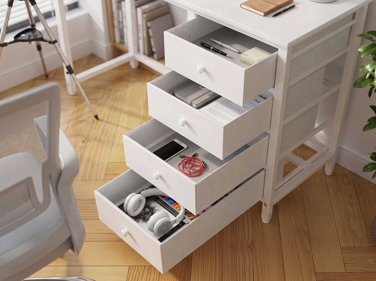 Computer Desk with Drawers Reversible 4 Drawer Home Office Writing Desk