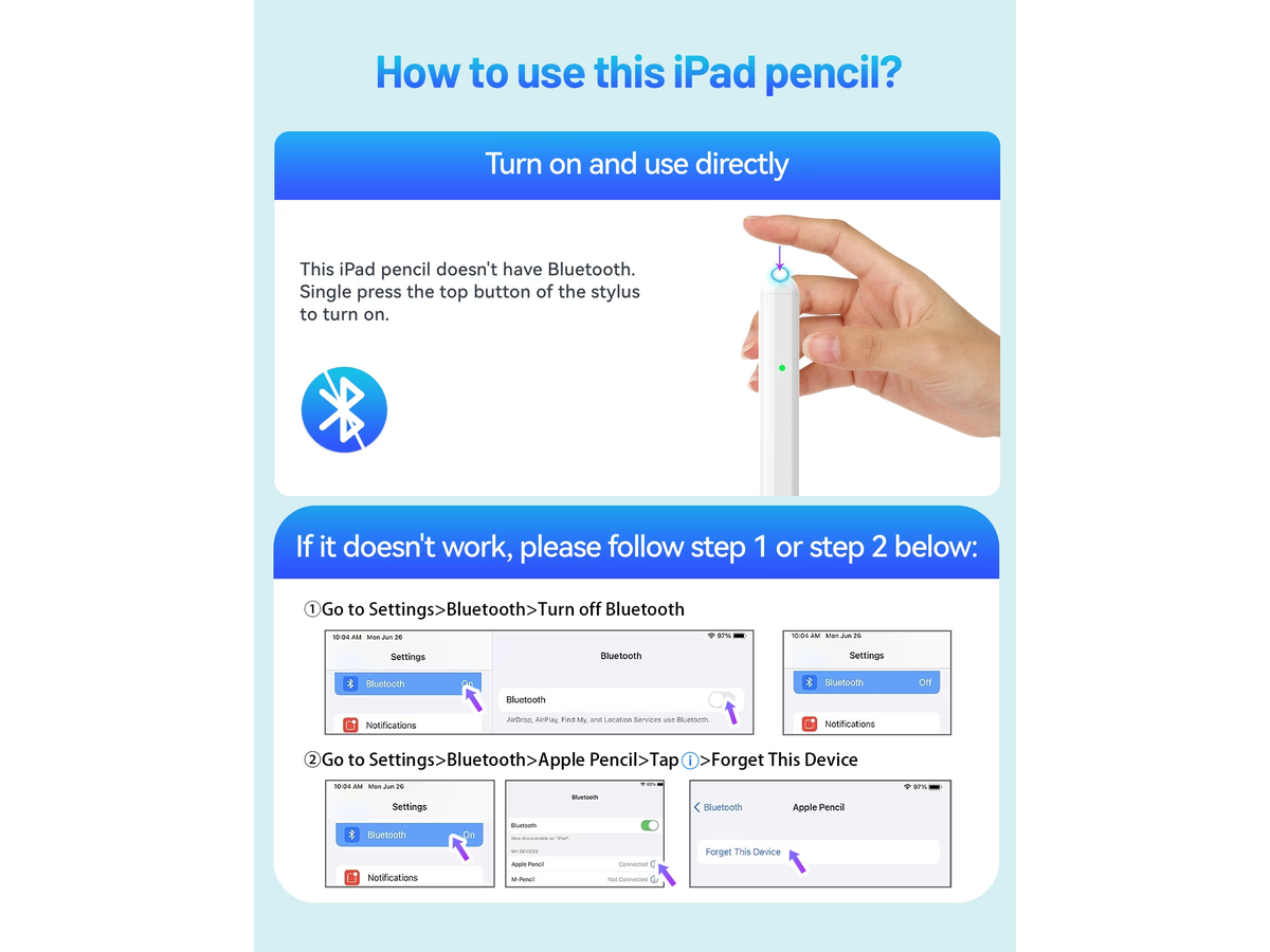 Stylus Pen for iPad Fast Charging Pencil with Palm Rejection