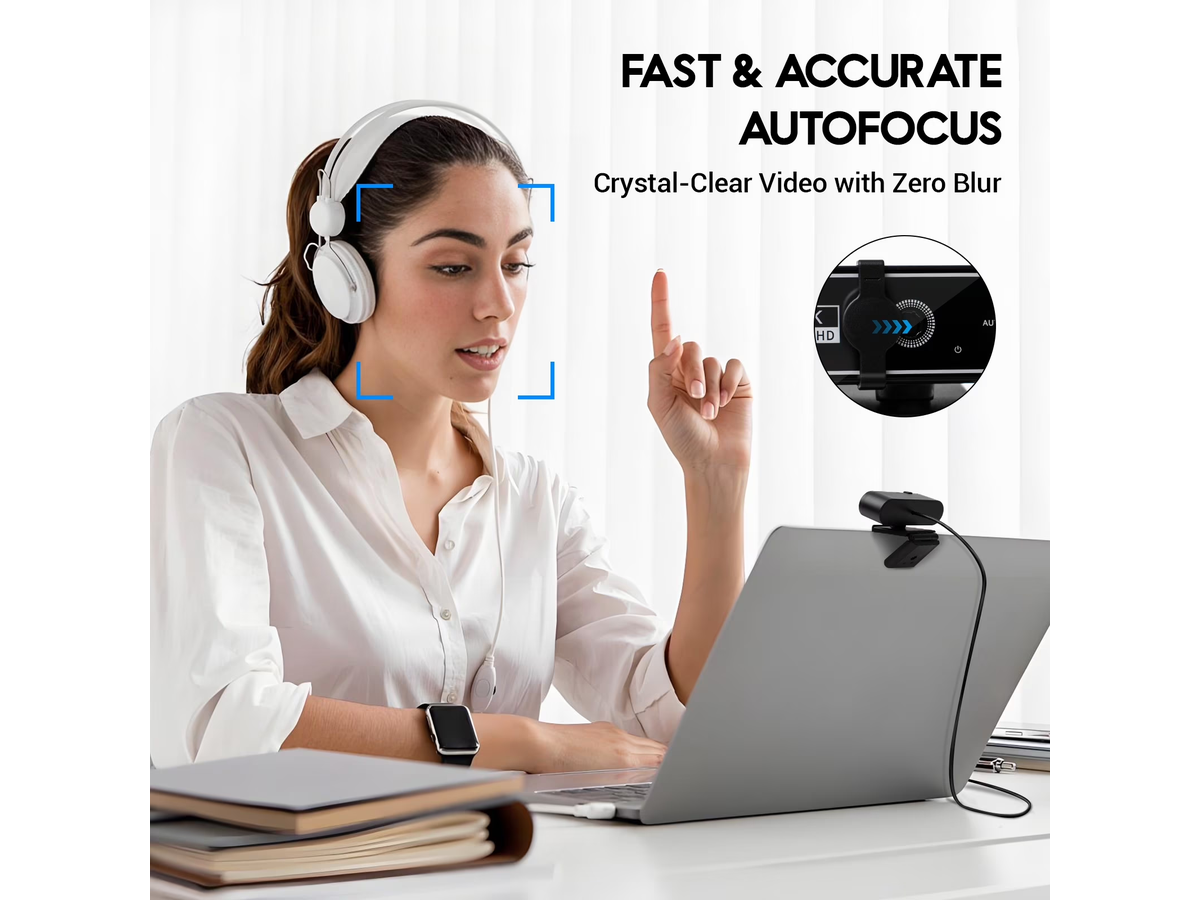 Webcam Web Camera 4K HD USB Autofocus with Dual Microphones for PC Laptop