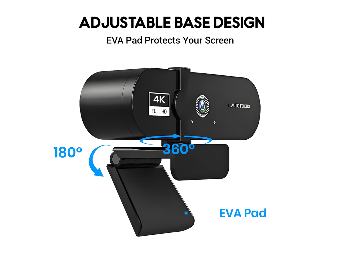 Webcam Web Camera 4K HD USB Autofocus with Dual Microphones for PC Laptop