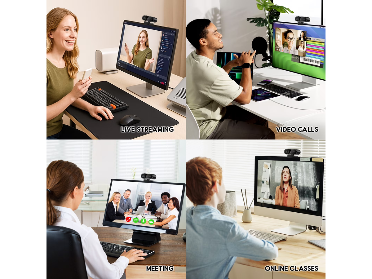 Webcam Web Camera 4K HD USB Autofocus with Dual Microphones for PC Laptop