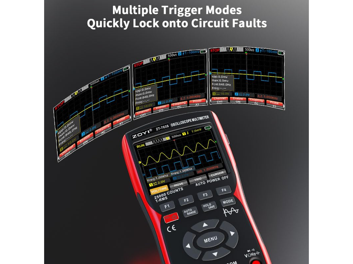 Handheld Oscilloscope 3 In 1 Dual Channel 50MHz with Multimeter and Signal Generator