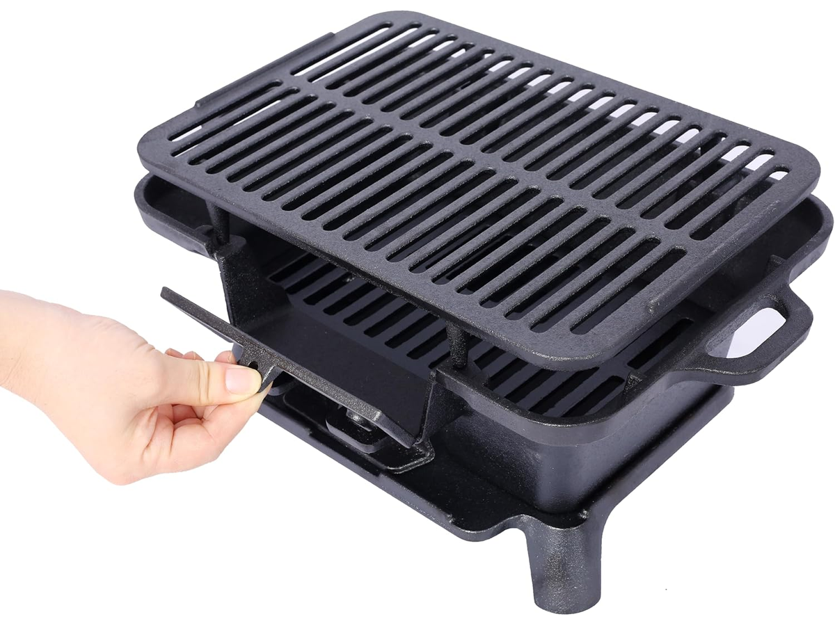 Cast Iron Hibachi Grill Portable Tabletop Charcoal BBQ Grill