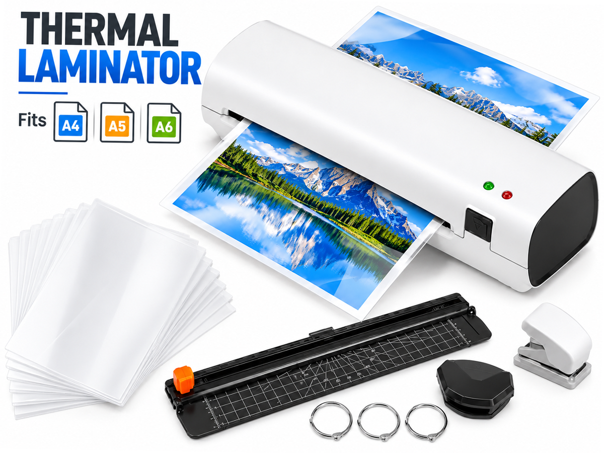 Laminator Machine A4 Thermal Laminator with Trimmer Corner Rounder and 15 Film Sheets