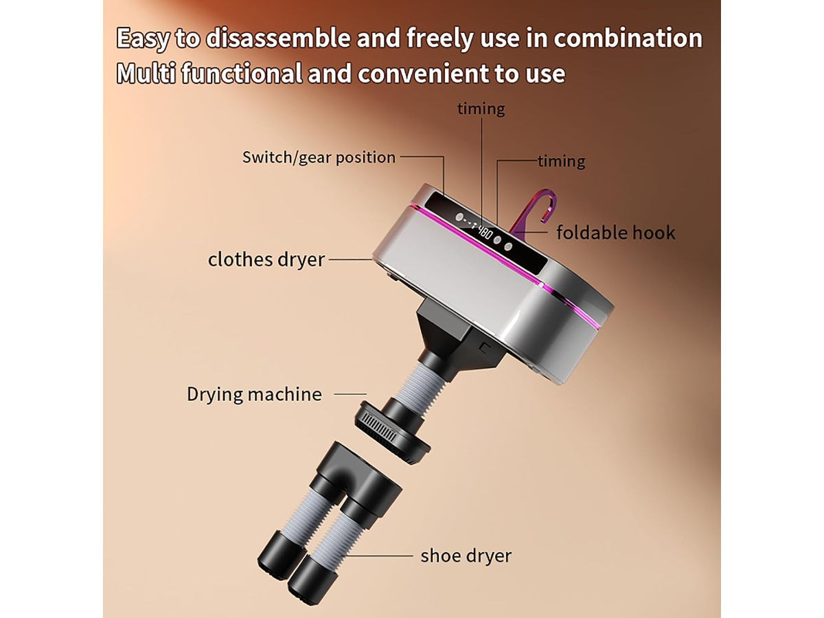 Portable Clothes Dryer Compact Travel Dryer with Remote Control