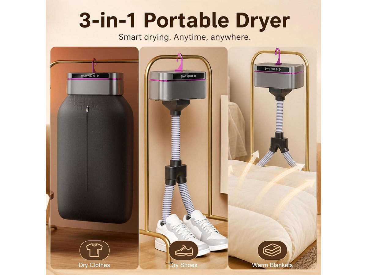 Portable Clothes Dryer Compact Travel Dryer with Remote Control