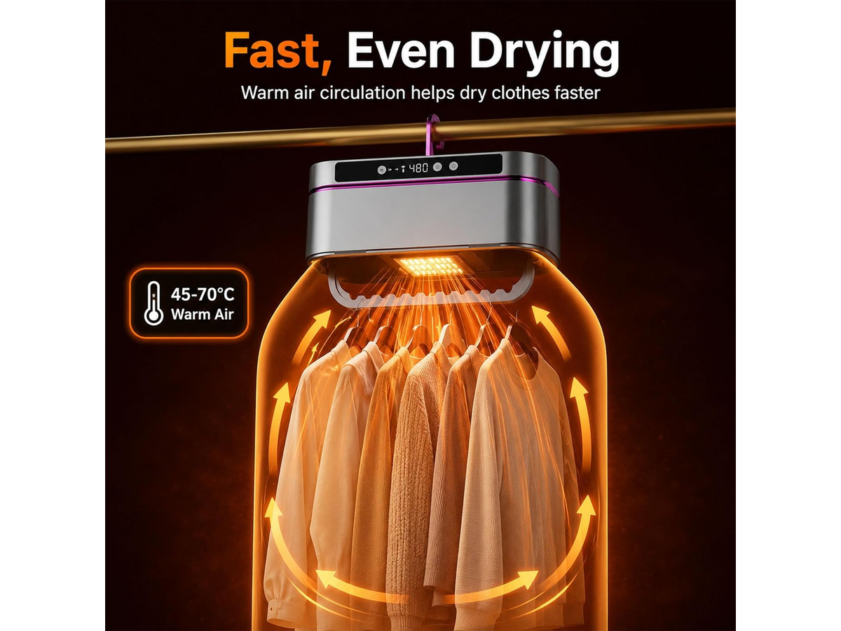 Portable Clothes Dryer Compact Travel Dryer with Remote Control