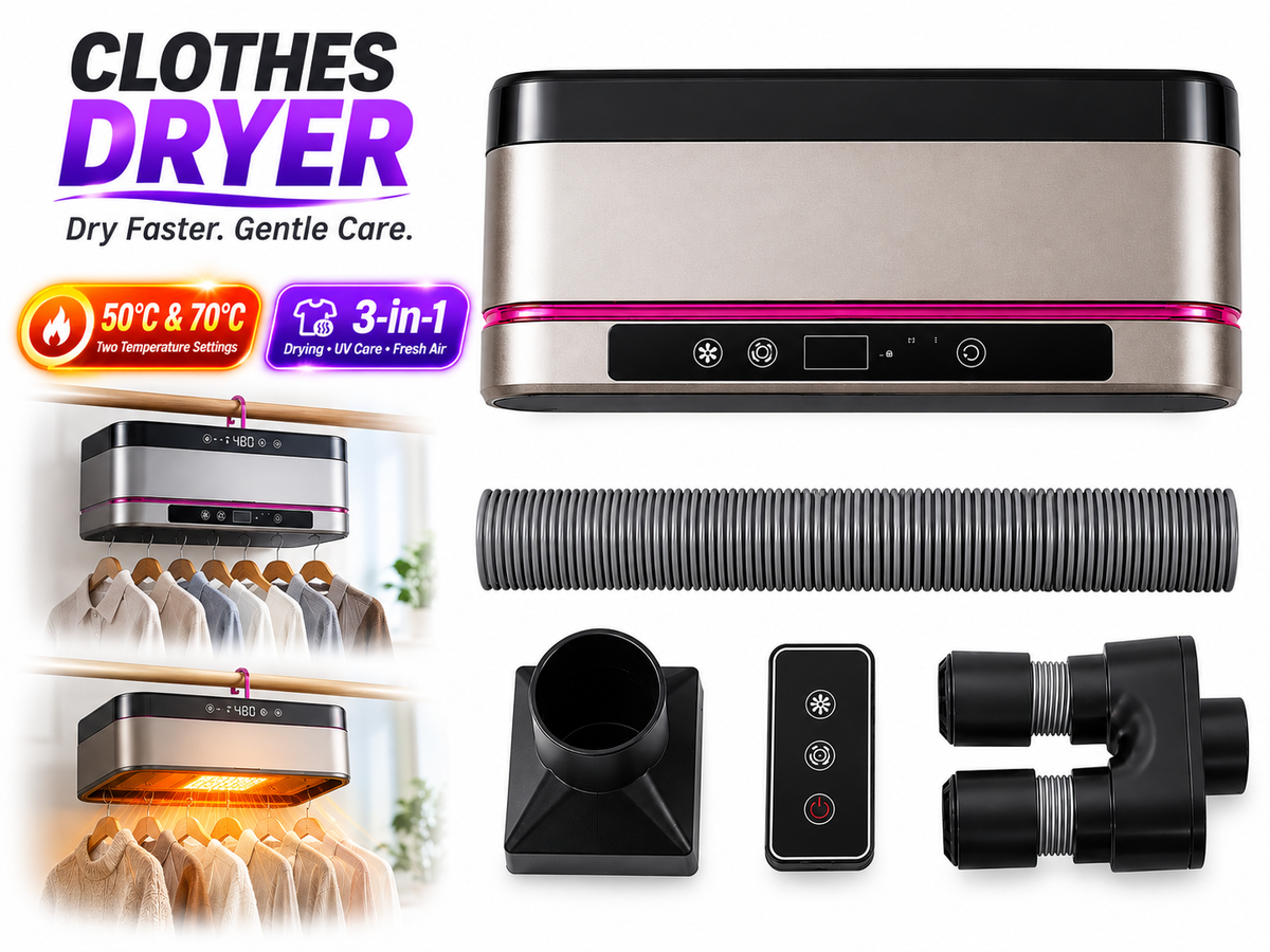 Portable Clothes Dryer Compact Travel Dryer with Remote Control