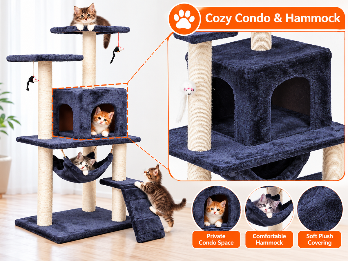 Cat Tree House - 125cm Cat Tree House for Cats