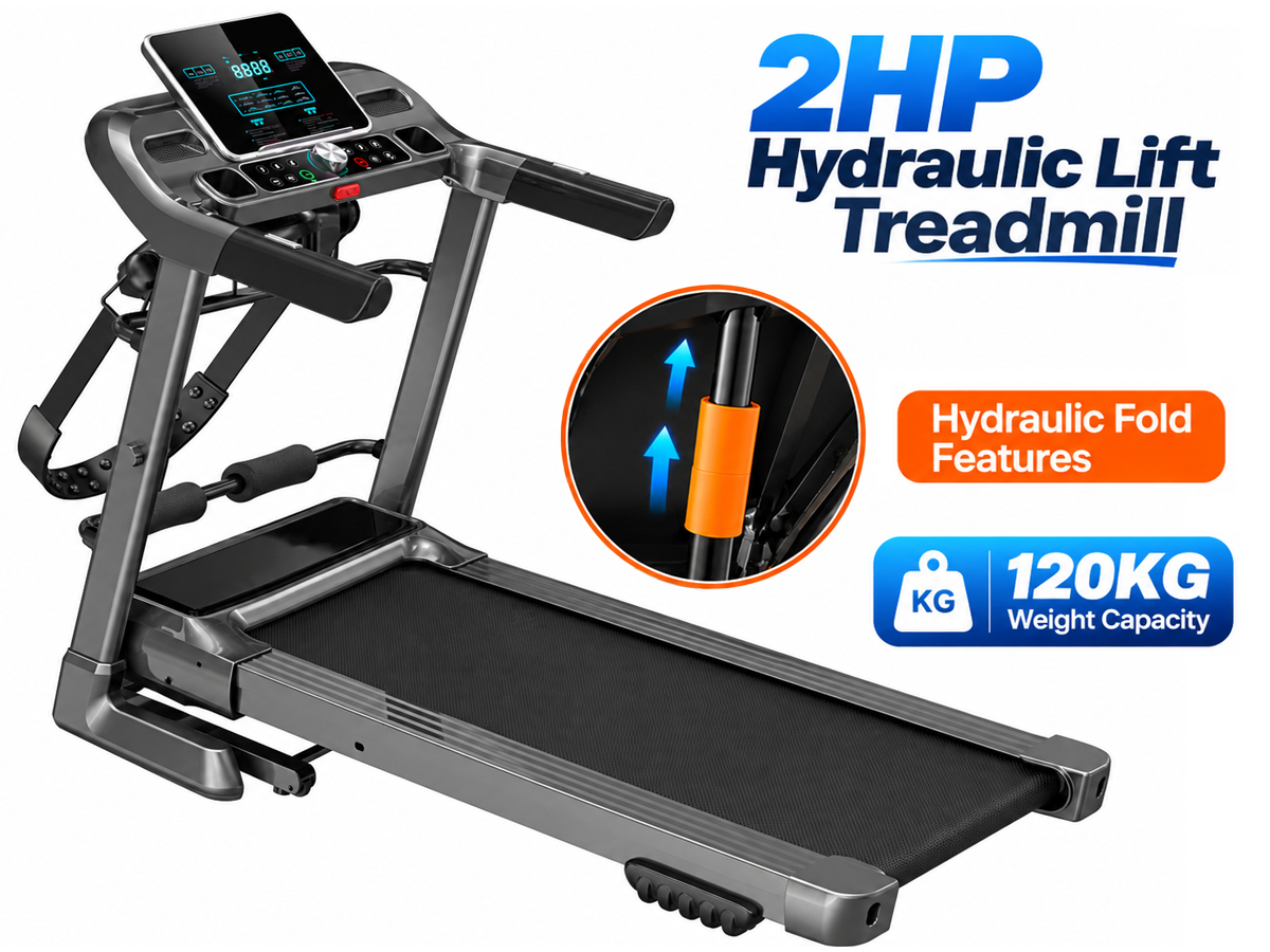 Electric Folding Treadmill 2HP 120KG Bluetooth 12KM/H Hydraulic Fold