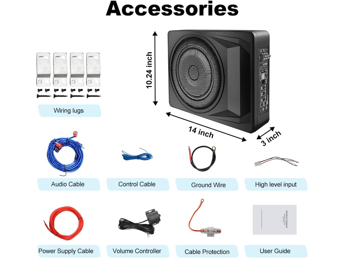 Car Subwoofer 1200W 10 Inch Slim