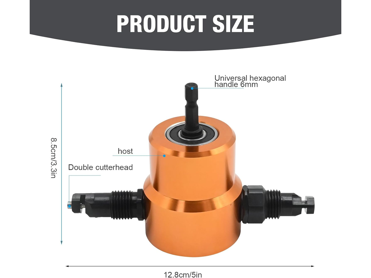Metal Sheet Nibbler Cutter 360 Degree Double Head Drill Attachment