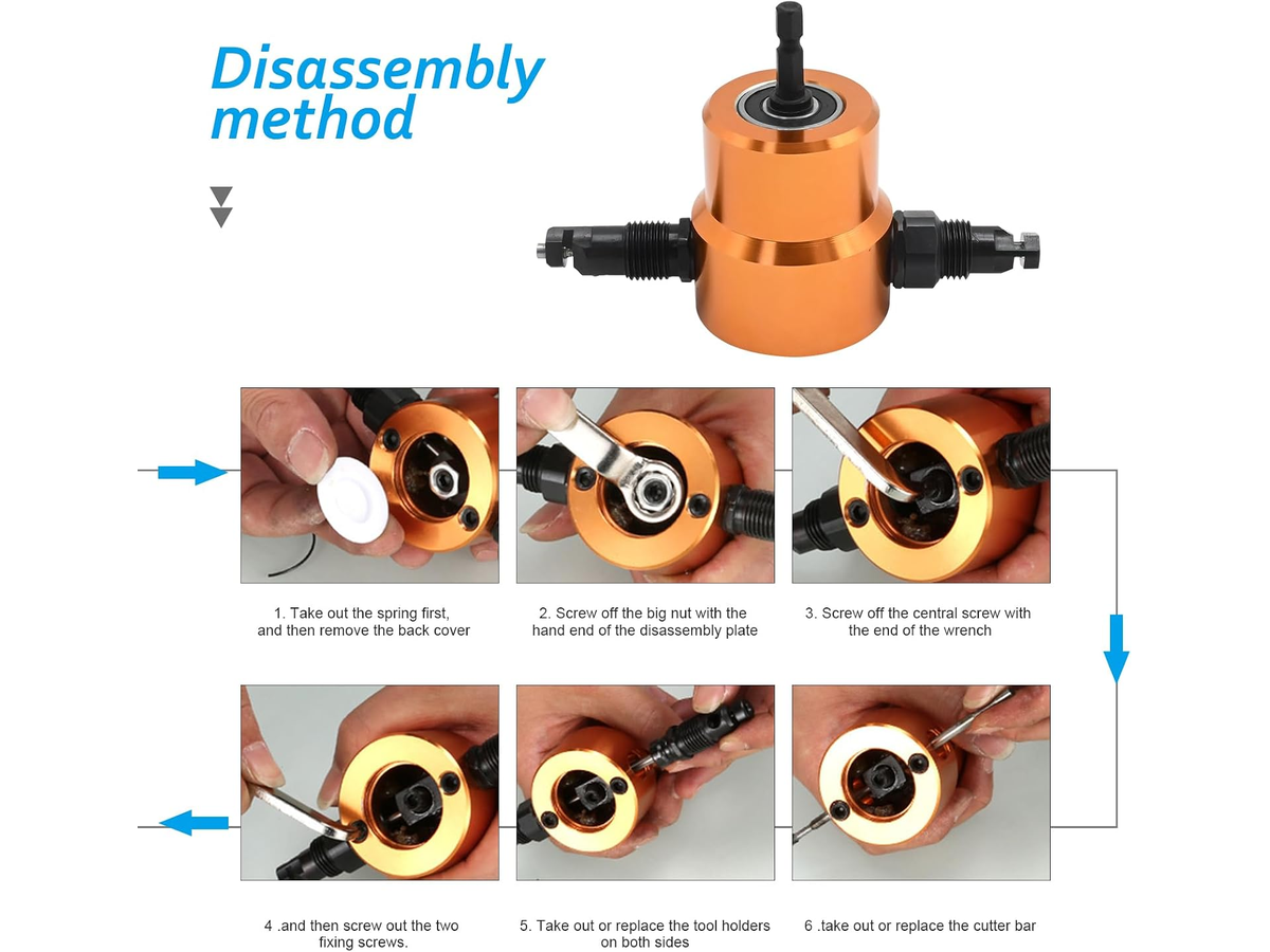 Metal Sheet Nibbler Cutter 360 Degree Double Head Drill Attachment