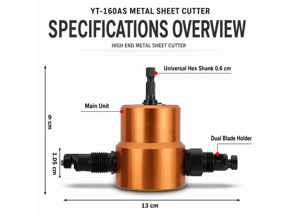 Metal Sheet Nibbler Cutter 360 Degree Double Head Drill Attachment
