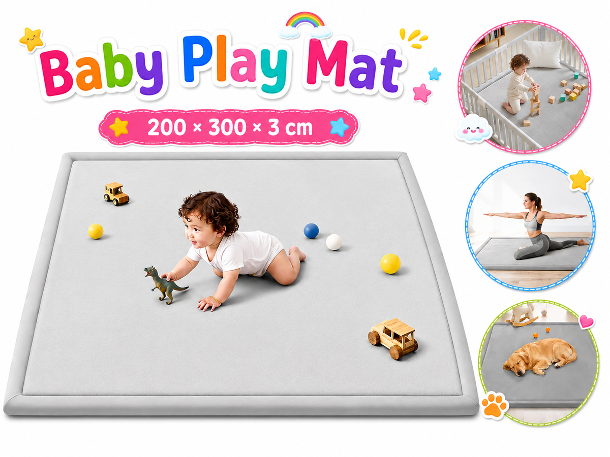 Play Mat 2 X 3M Thick Soft Flannel Memory Foam Non Slip Floor Mat