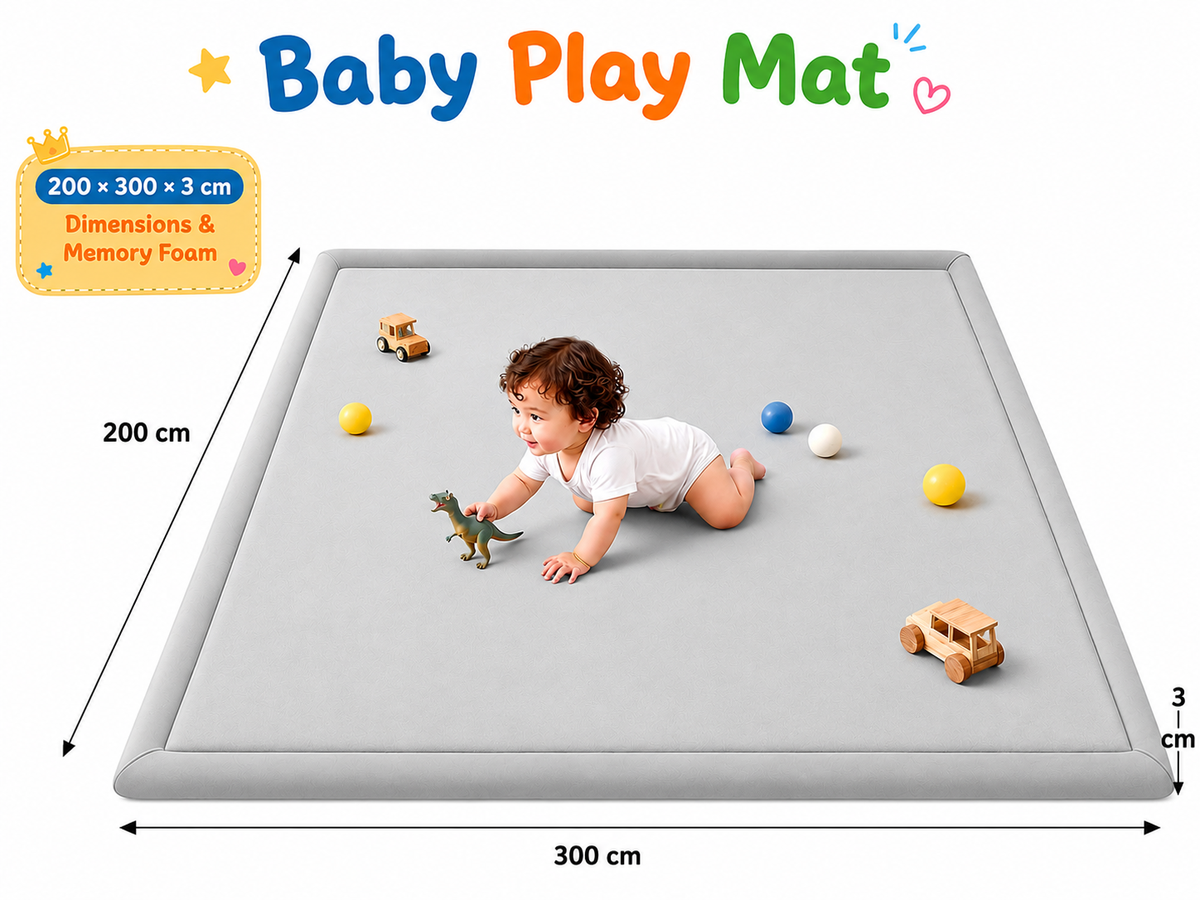Play Mat 2 X 3M Thick Soft Flannel Memory Foam Non Slip Floor Mat