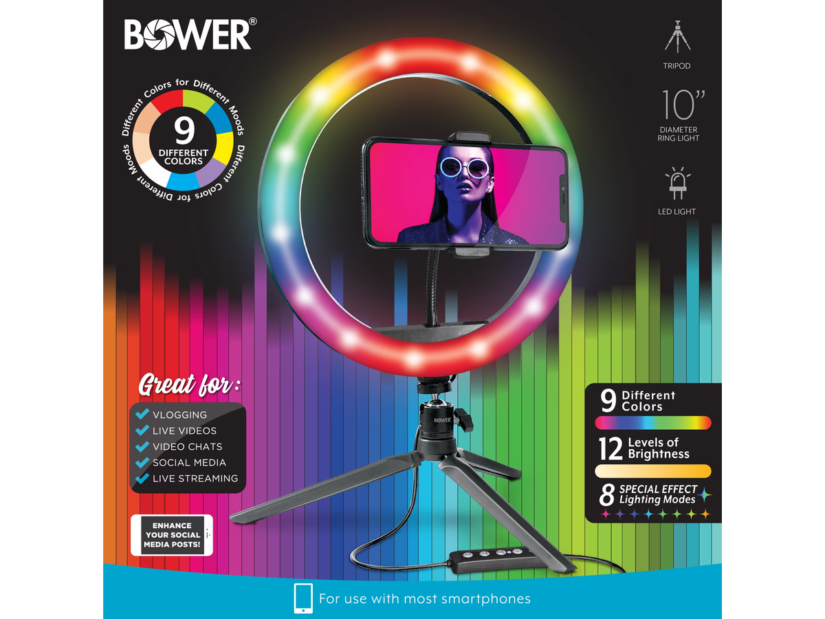 Selfie Ring Light 10 Inch RGB LED Studio Kit with Phone Holder