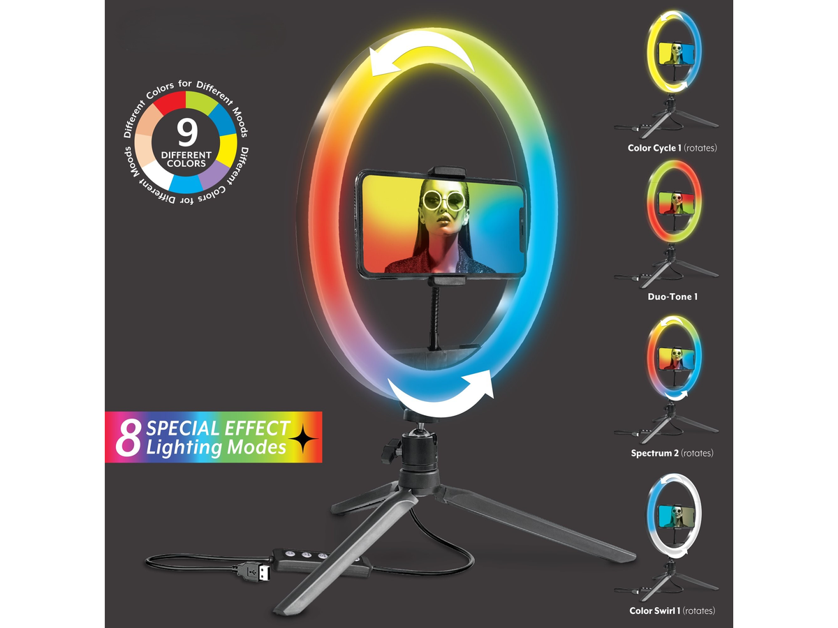 Selfie Ring Light 10 Inch RGB LED Studio Kit with Phone Holder