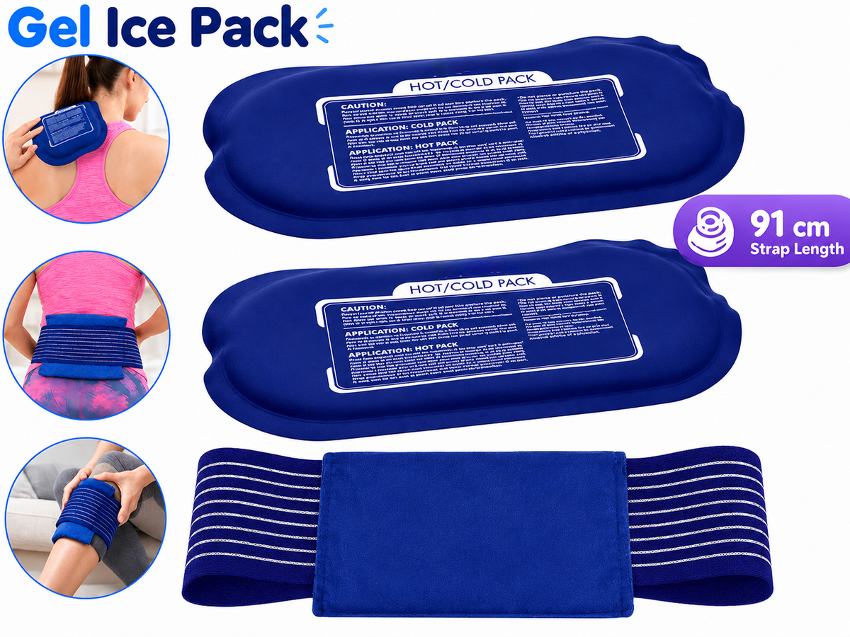 Hot and Cold Ice Packs 3 Piece Reusable Gel Pack Set