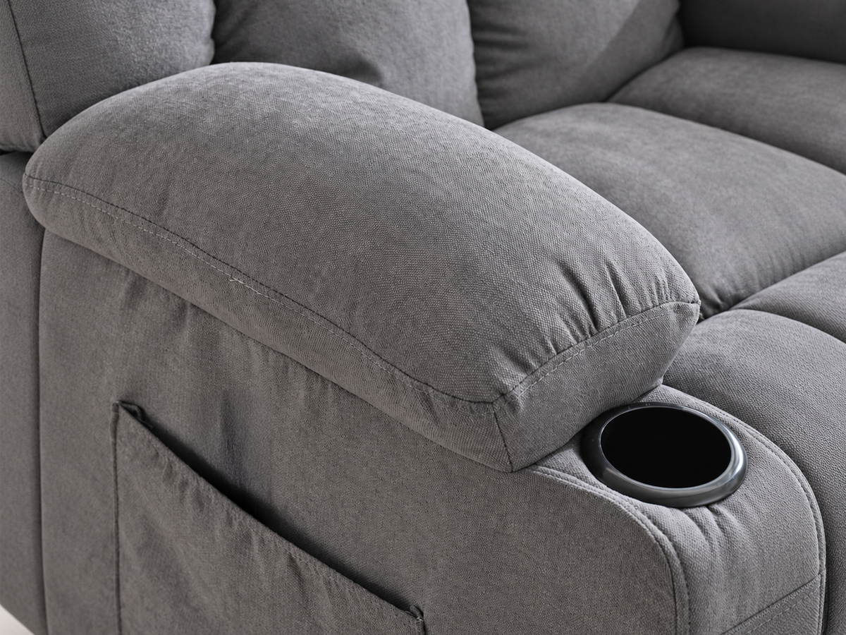 Manual Recliner Chair with Heat Massage Cup Holders Side Pockets