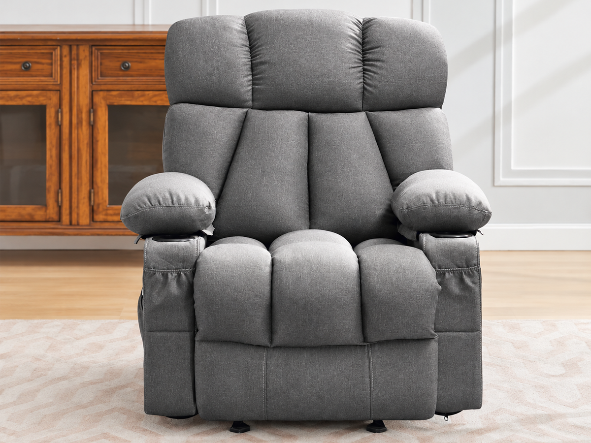Manual Recliner Chair with Heat Massage Cup Holders Side Pockets