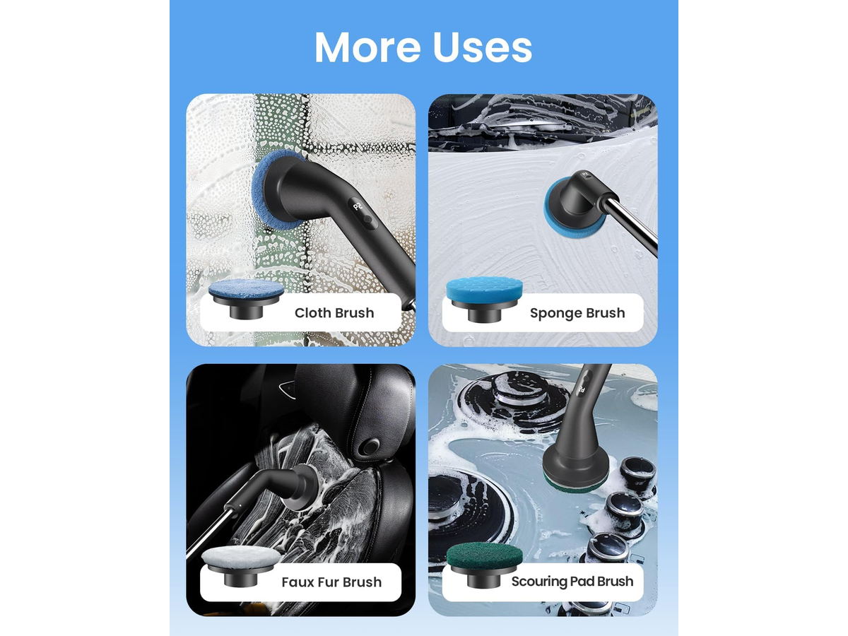 Electric Spin Scrubber Cordless Cleaning Brush Shower Scrubber With 7 Replaceable Brush Heads