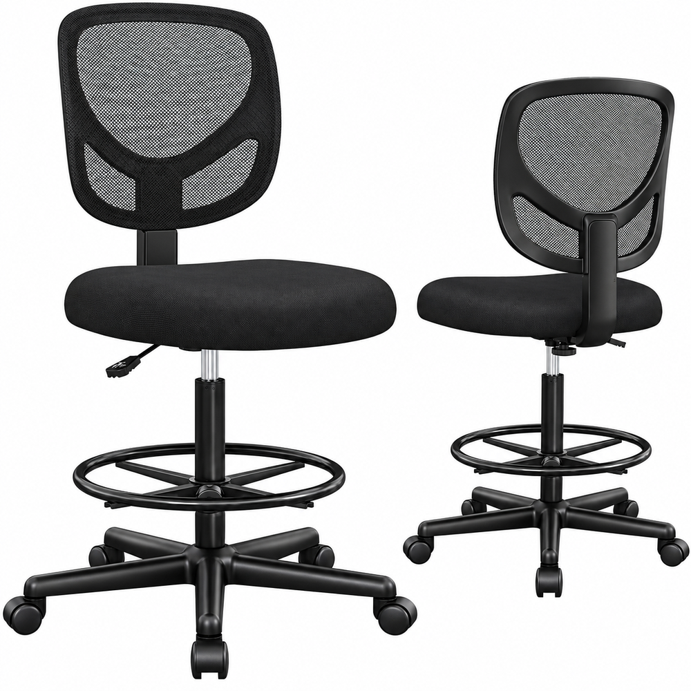Ergonomic Drafting Chair with Footrest Ring