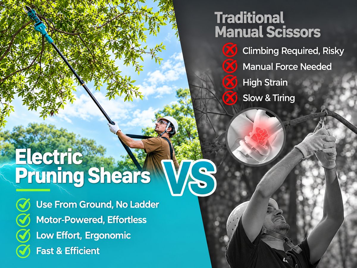 Cordless Electric Pruning Shear Cutter 21V 2 in 1 Pole Pruner