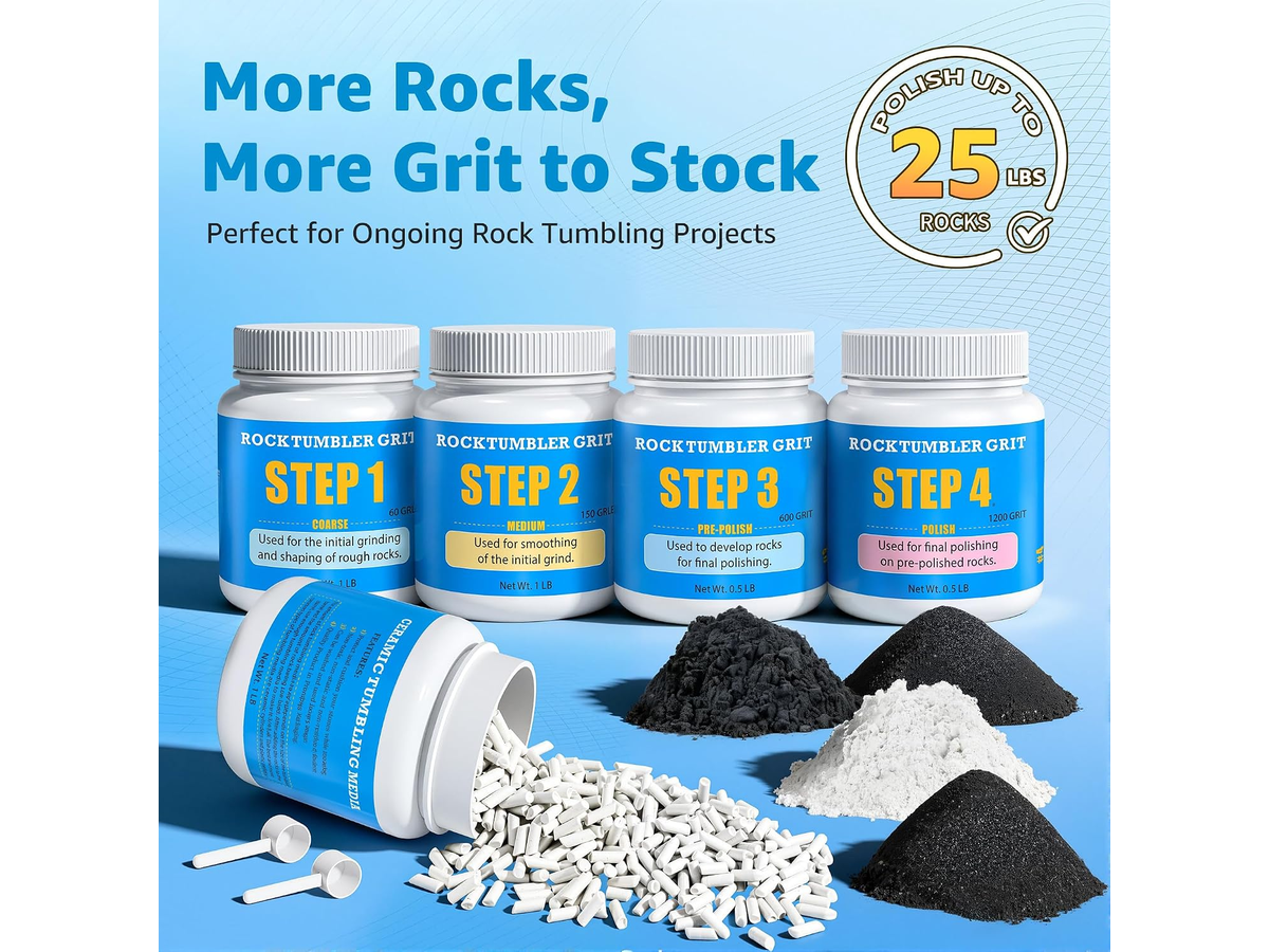 Rock Tumbler Polishing Grit Kit 1.8KG 4 Step Ceramic Media Set for Stones