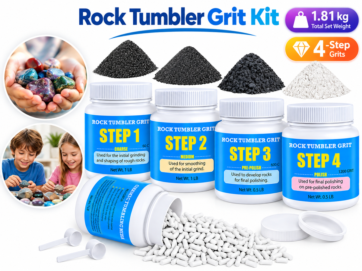 Rock Tumbler Polishing Grit Kit 1.8KG 4 Step Ceramic Media Set for Stones