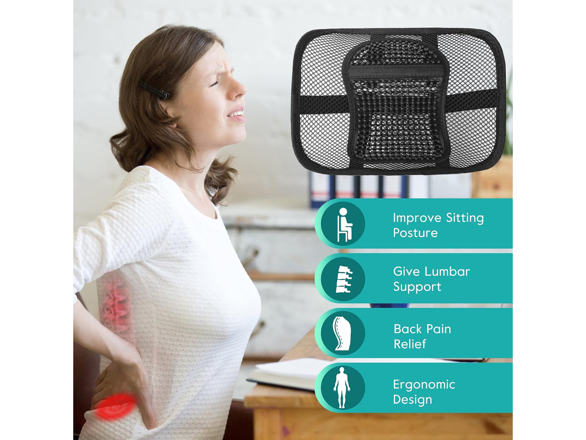 Mesh Lumbar Support for Office Chair Car Seat Adjustable Back Support Black