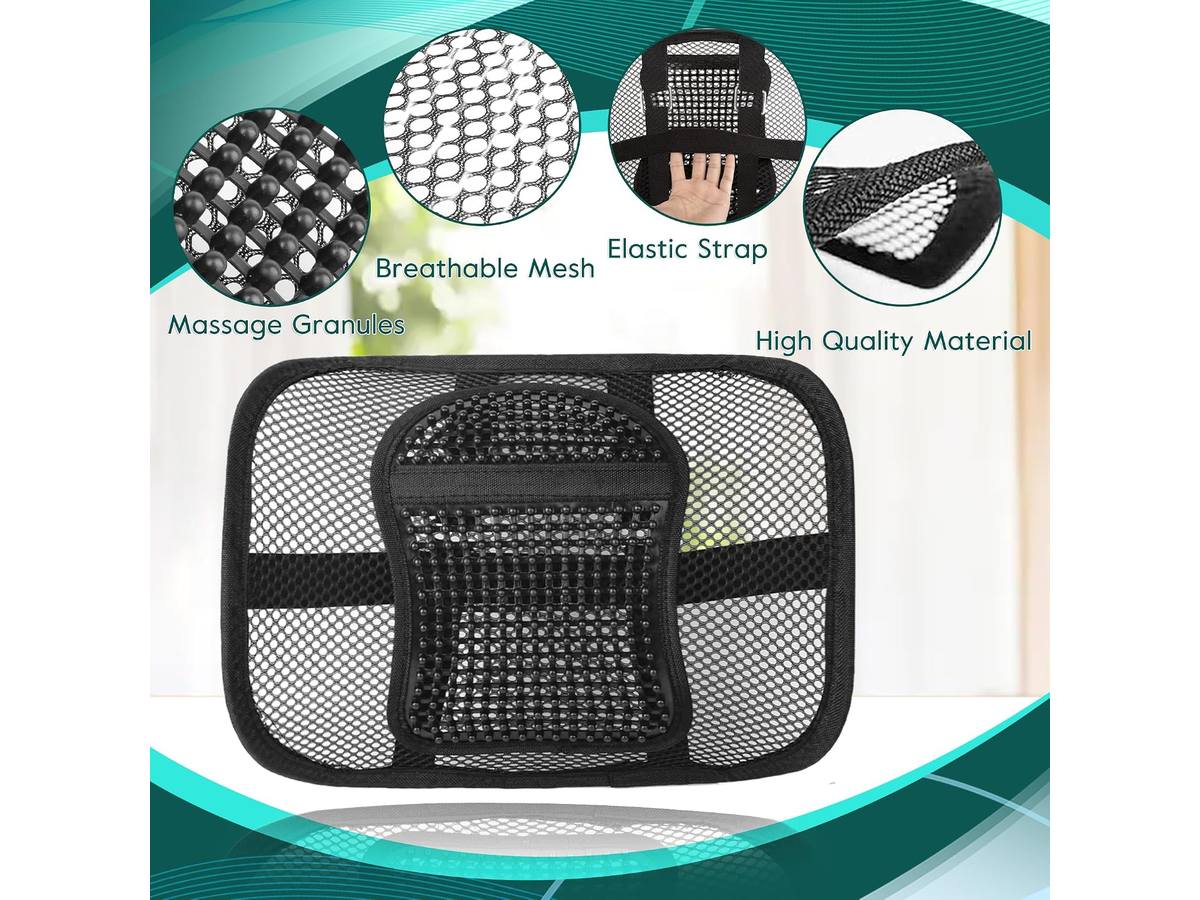 Mesh Lumbar Support for Office Chair Car Seat Adjustable Back Support Black