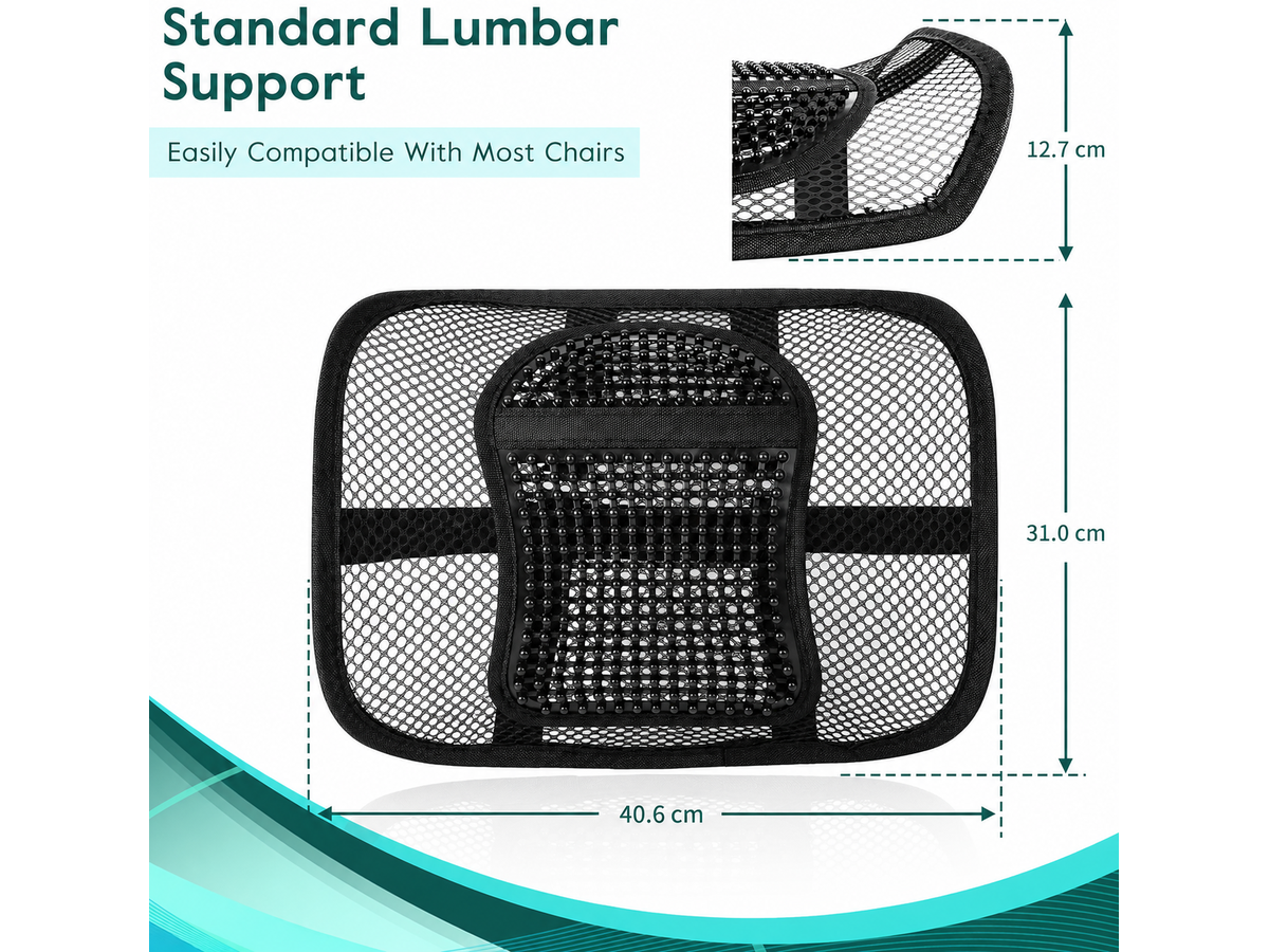 Mesh Lumbar Support for Office Chair Car Seat Adjustable Back Support Black