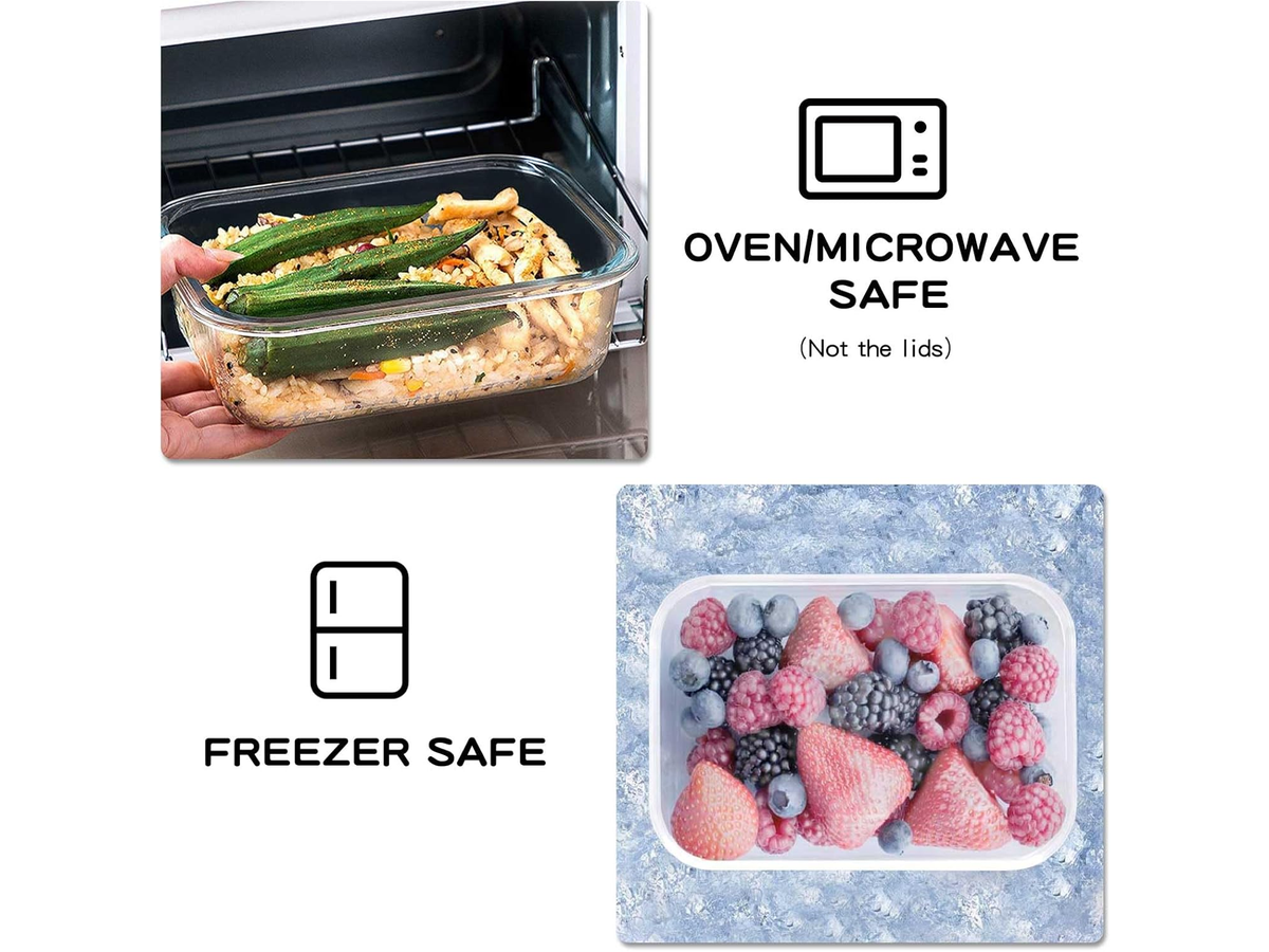 Glass Food Container Set 12 Piece with Locking Lids Meal Prep Storage Containers