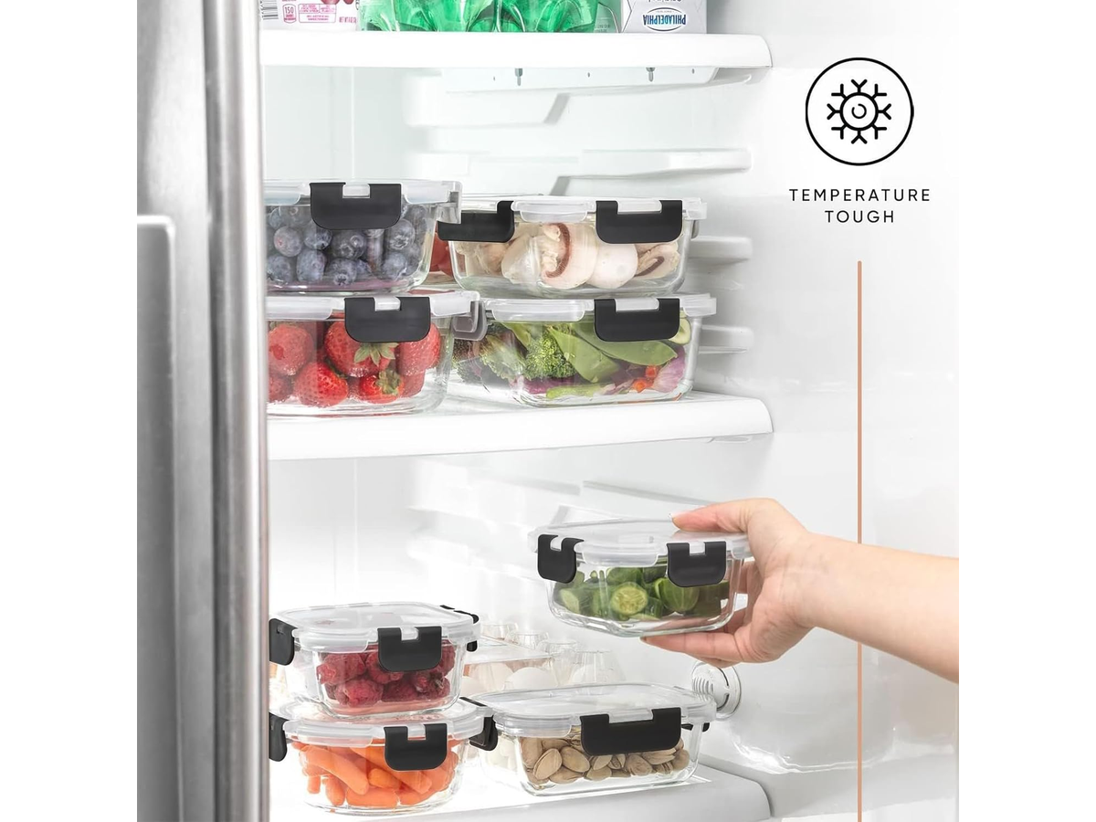 Glass Food Container Set 12 Piece with Locking Lids Meal Prep Storage Containers